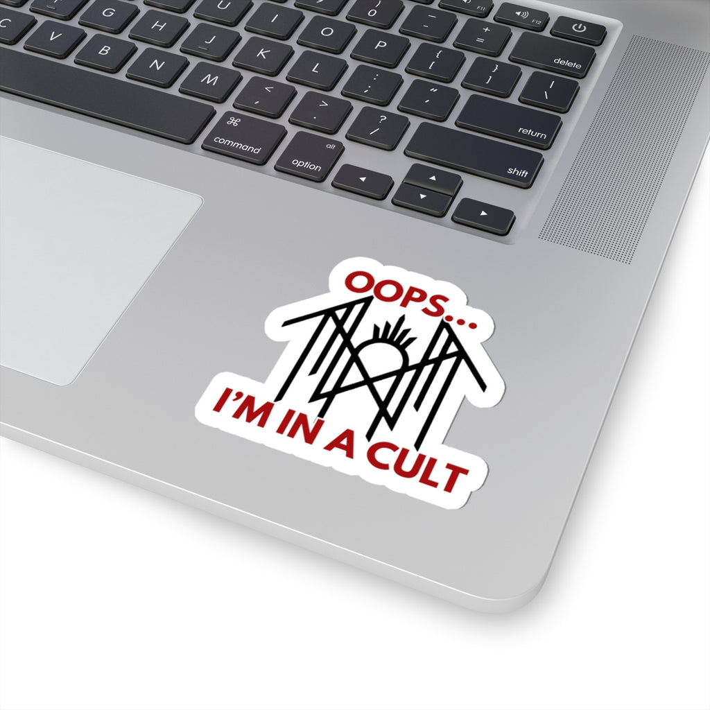 Oops… I’m in a Cult Sticker – Aesthetic Sarcastic Decal for Fandom Fans & Chaos Cuties