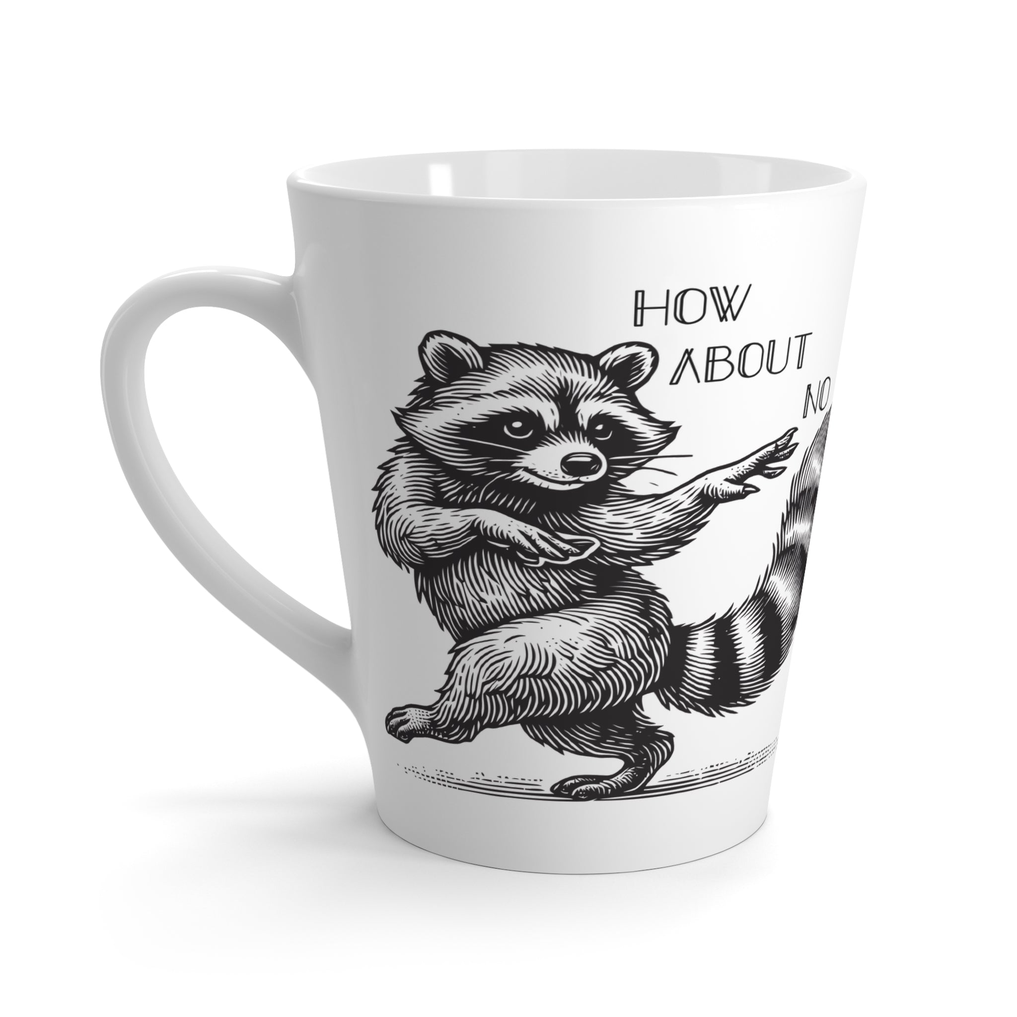 Whimsical Raccoon Latte Mug - Funny Gift for Sassy Animal Lovers, Coffee Mug, Cute Kitchen Decor, Nature Lover's Mug, Raccoon Lovers Gift