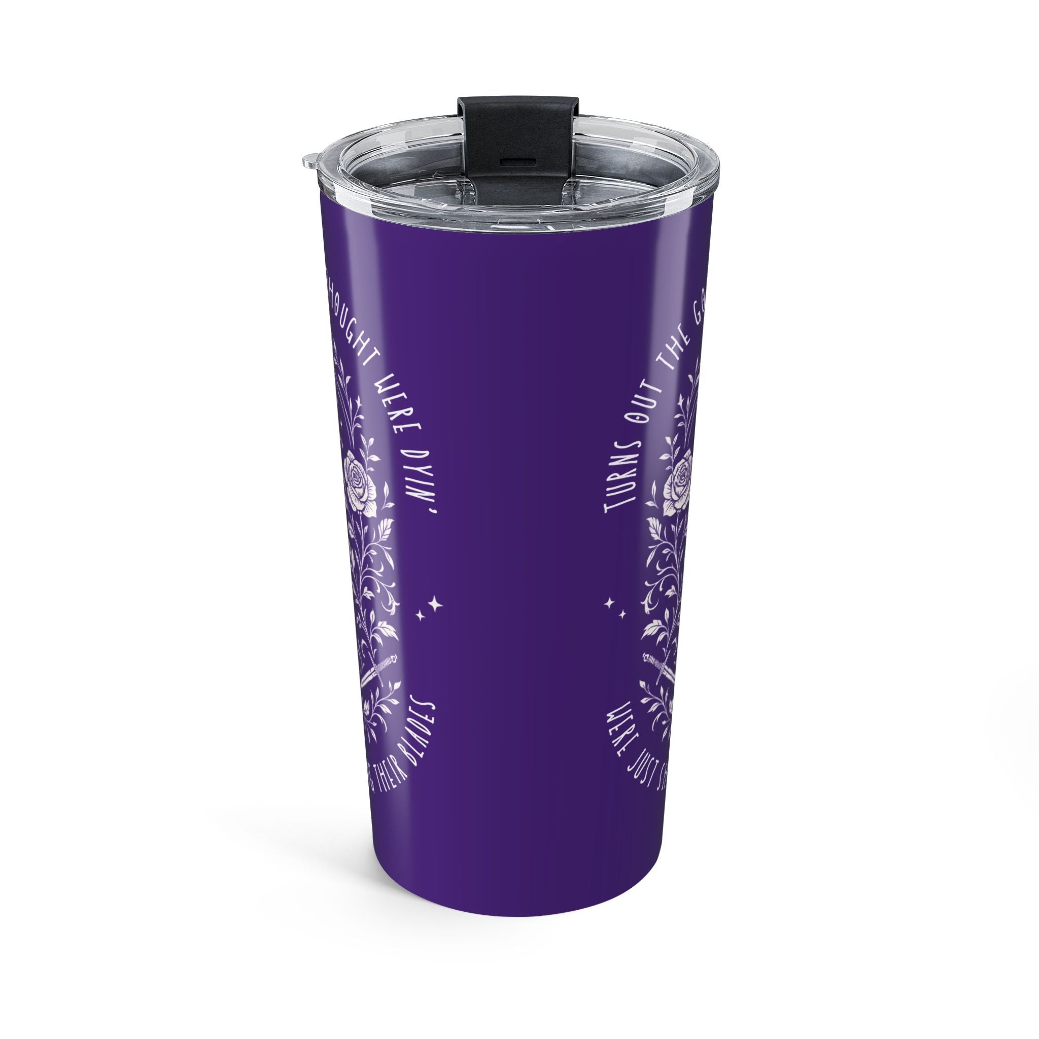 “Sharpening Their Blades” | Gothic Sword Floral Tumbler 20oz