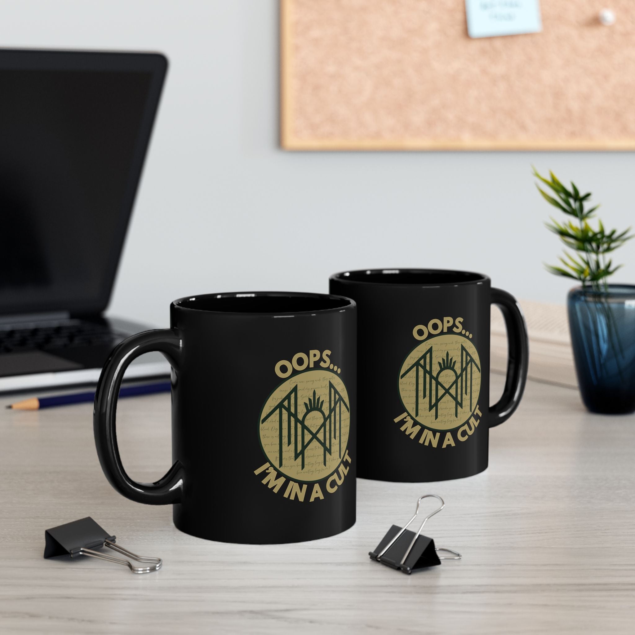 Cult Humor Black Mug - Funny Coffee Cup with 'Oops... I'm in a Cult' Design, Gift for Coffee Lovers, Quirky Kitchen Accessory, Unique [...]