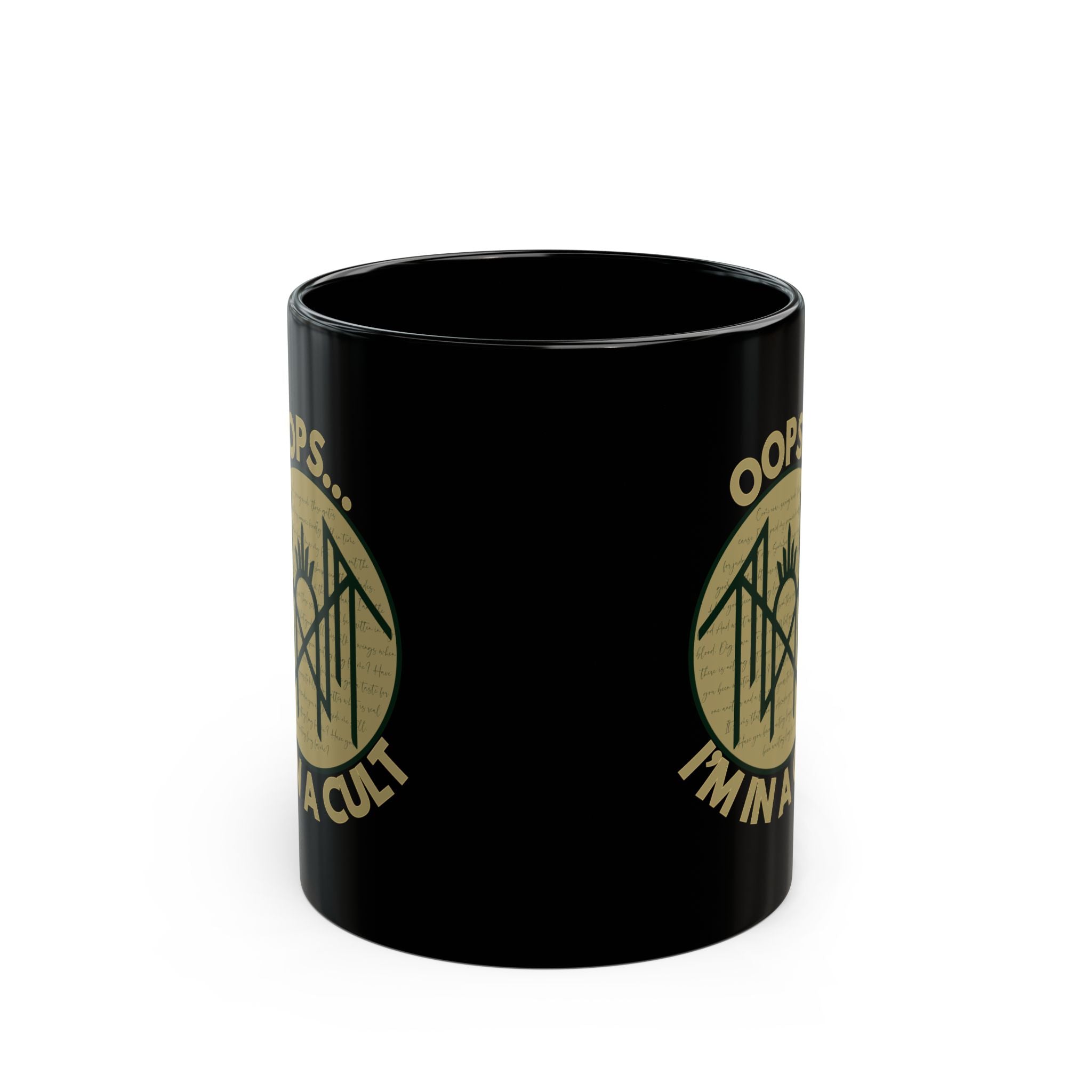 Cult Humor Black Mug - Funny Coffee Cup with 'Oops... I'm in a Cult' Design, Gift for Coffee Lovers, Quirky Kitchen Accessory, Unique [...]