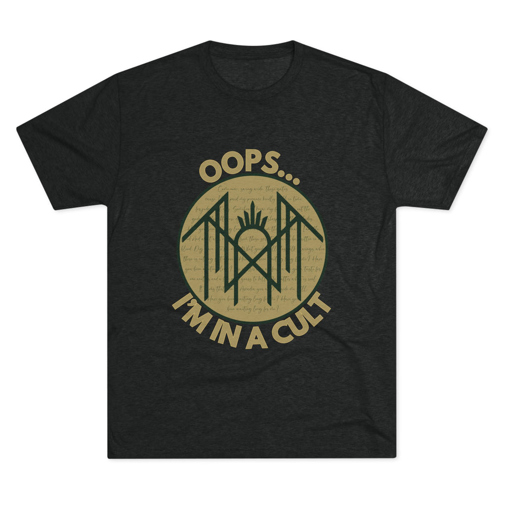 Unisex Crew Tee: Oops... I'm in a Cult - Funny Graphic T-Shirt, Casual Wear, Quirky Gift, Trendy Vintage Style, Soft Fabric Tee