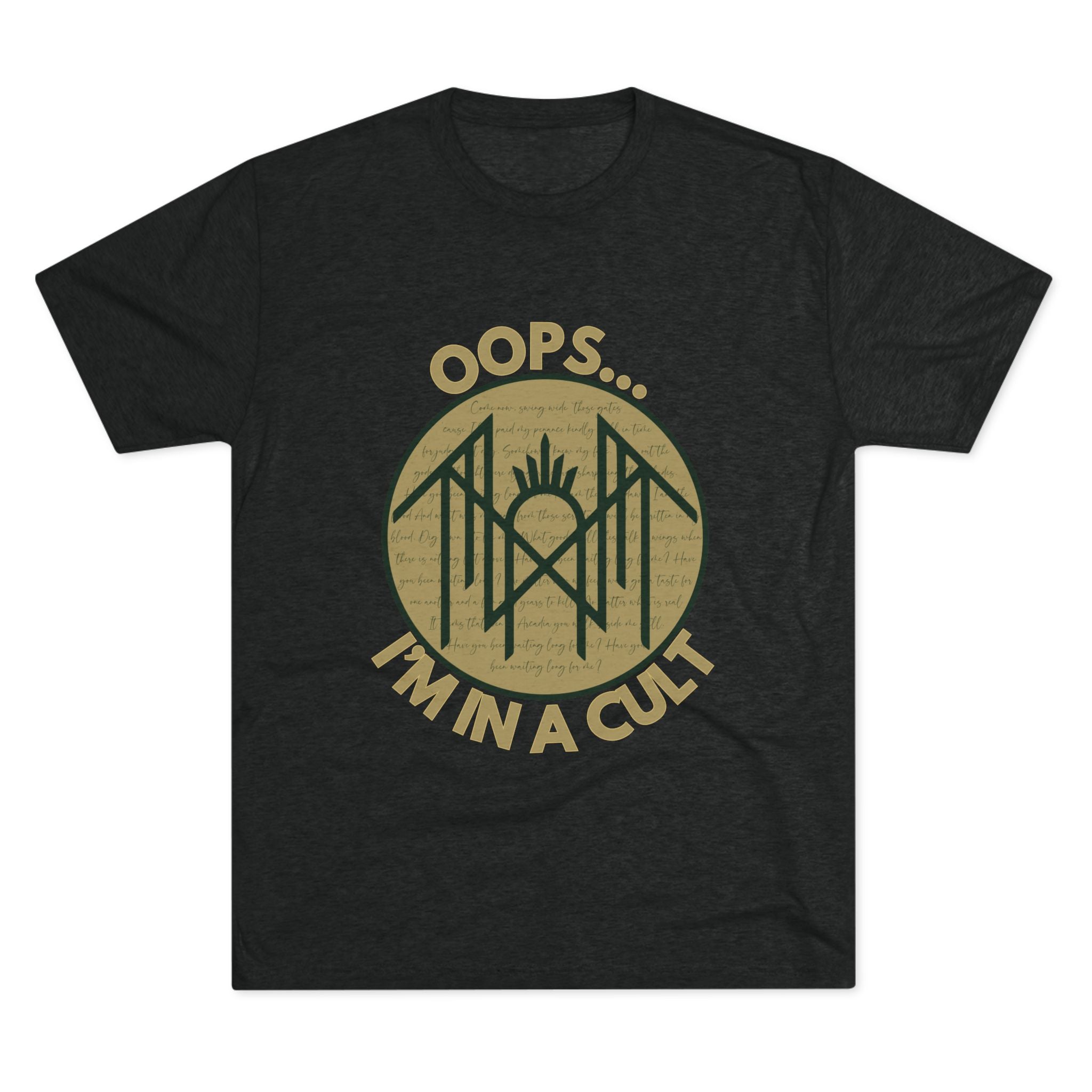 Unisex Crew Tee: Oops... I'm in a Cult - Funny Graphic T-Shirt, Casual Wear, Quirky Gift, Trendy Vintage Style, Soft Fabric Tee