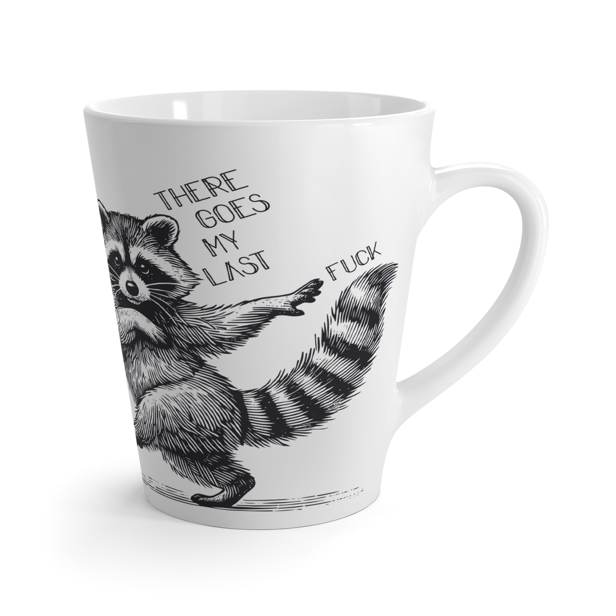Funny Raccoon Latte Mug - Whimsical Gift for Sassy Animal Lovers, Coffee Addicts, Cute Kitchen Decor, Birthday, Holiday Presents