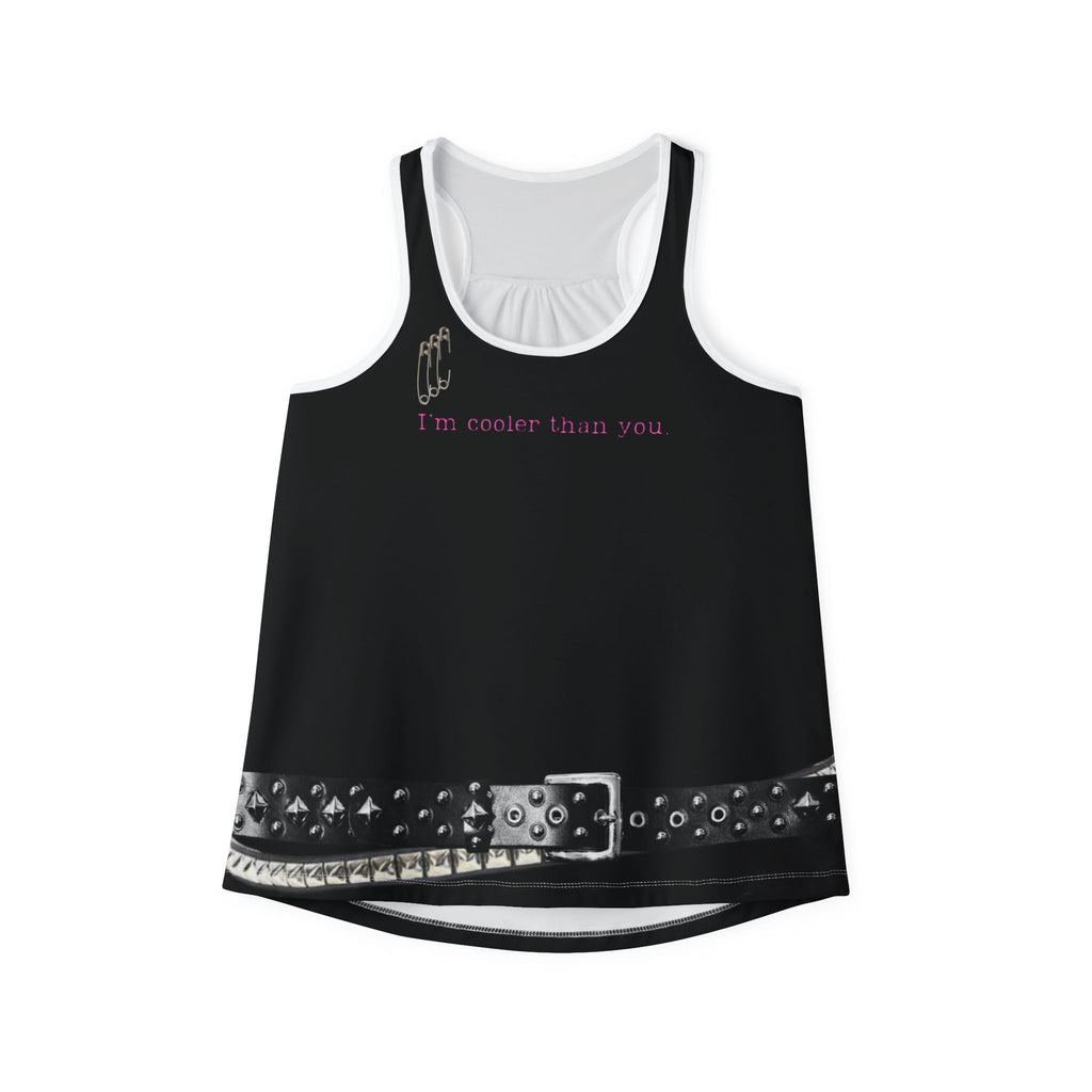 Studded Edge Women's Tank Top — 'I'm Cooler Than You' Black Racerback