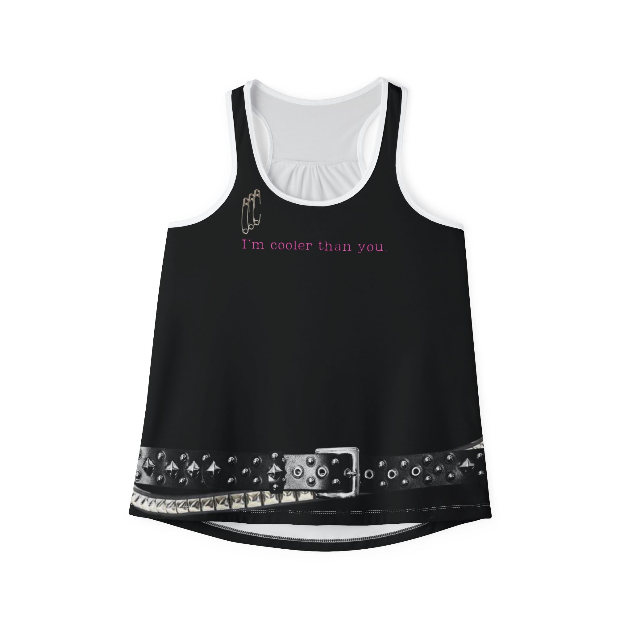 Studded Edge Women's Tank Top — 'I'm Cooler Than You' Black Racerback