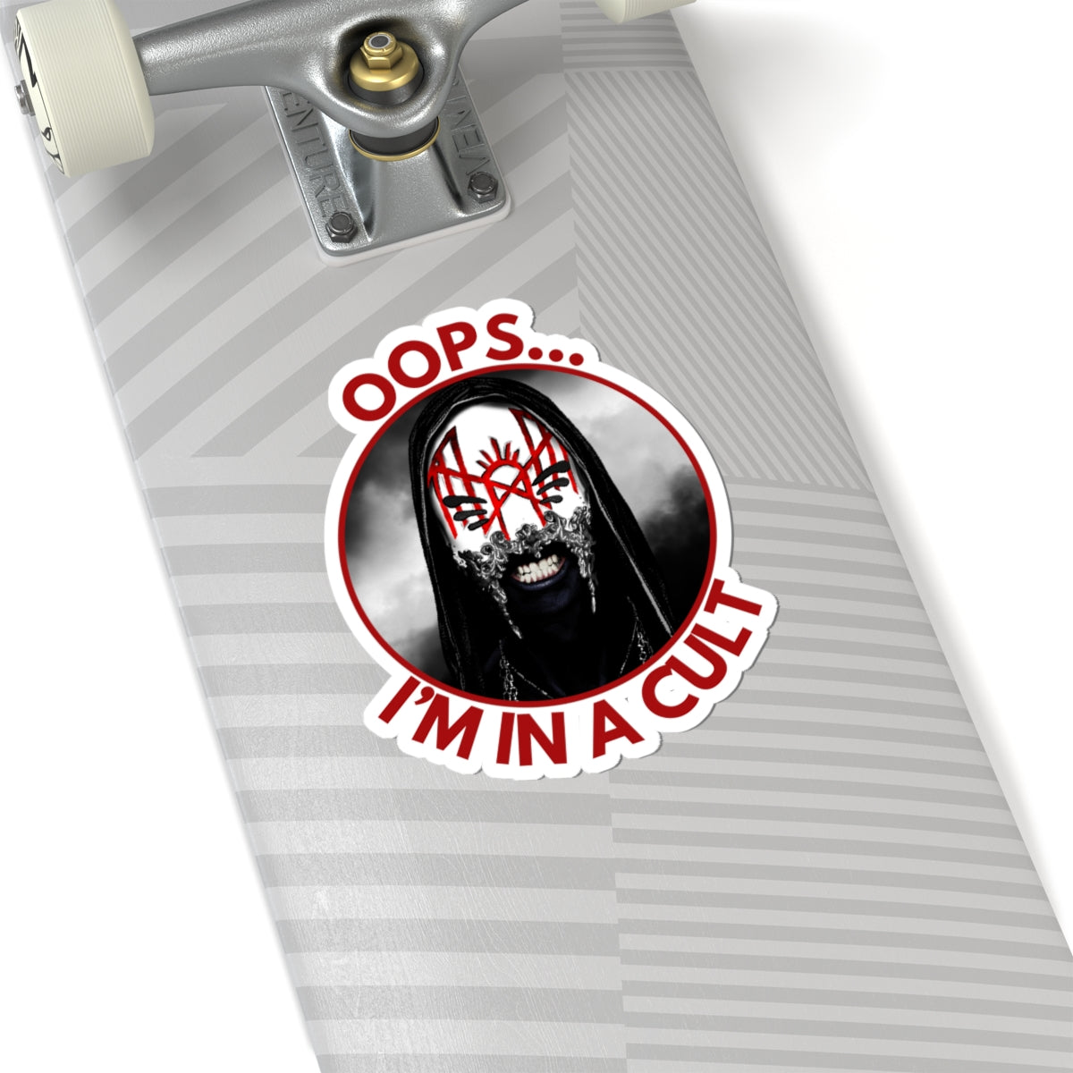 Oops… I’m in a Cult Round Sticker – Aesthetic Sarcastic Decal for Fandom Fans & Chaos Cuties