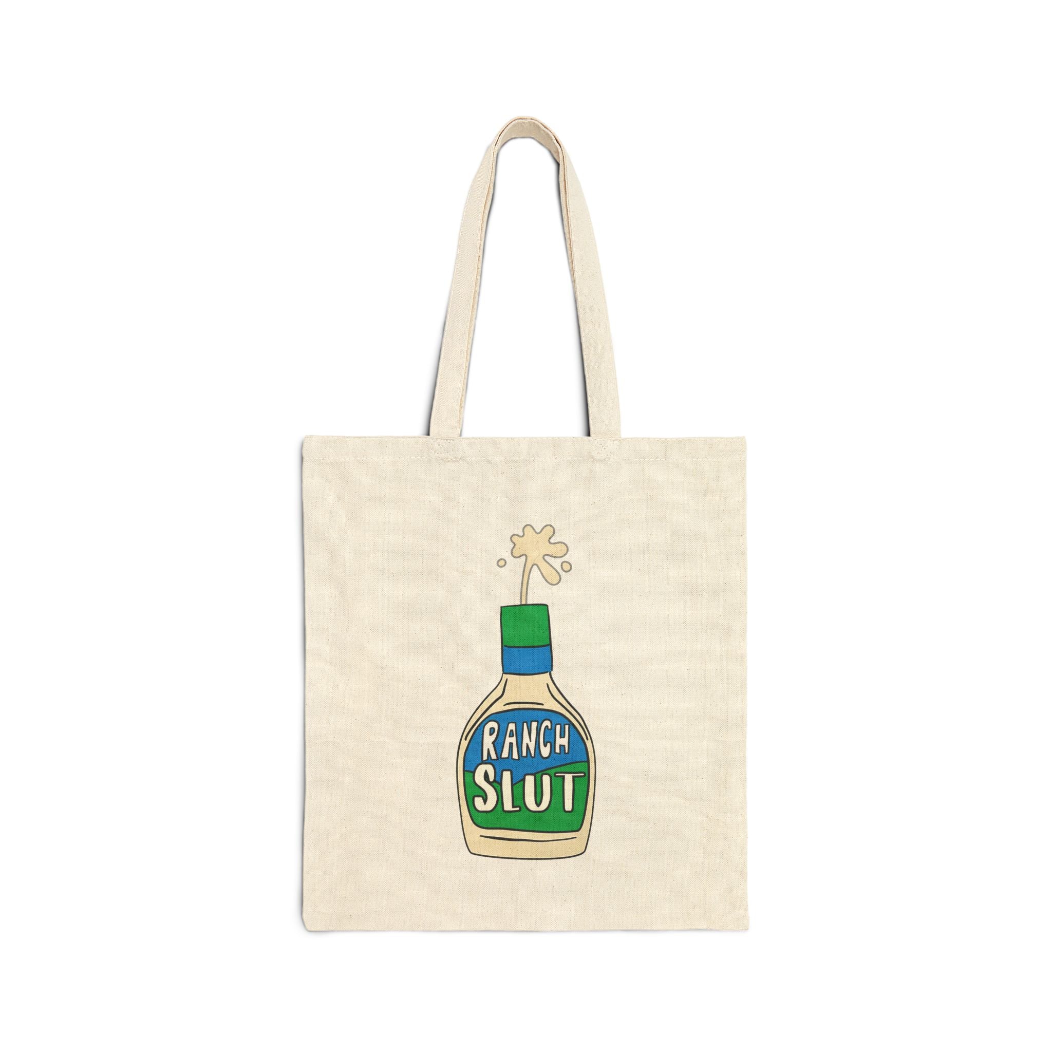 Funny Ranch Slut Cotton Tote Bag | Quirky Reusable Grocery Bag, Gift for Friends, Eco-Friendly Shopping Bag, Humorous Beach Bag