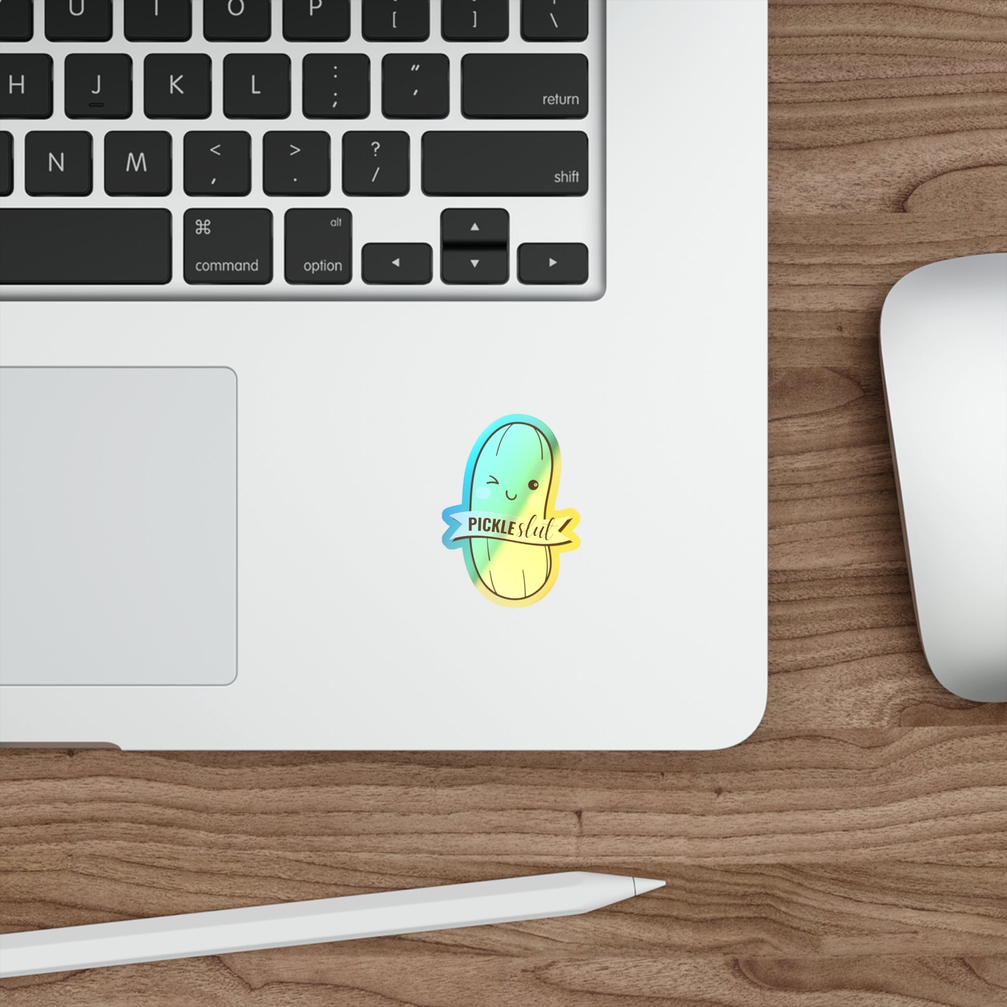 Cute Holographic Pickle Slut Die-Cut Stickers, Fun Stickers for Laptops, Water Bottles, Skateboards, Planner Decor, Gift Ideas