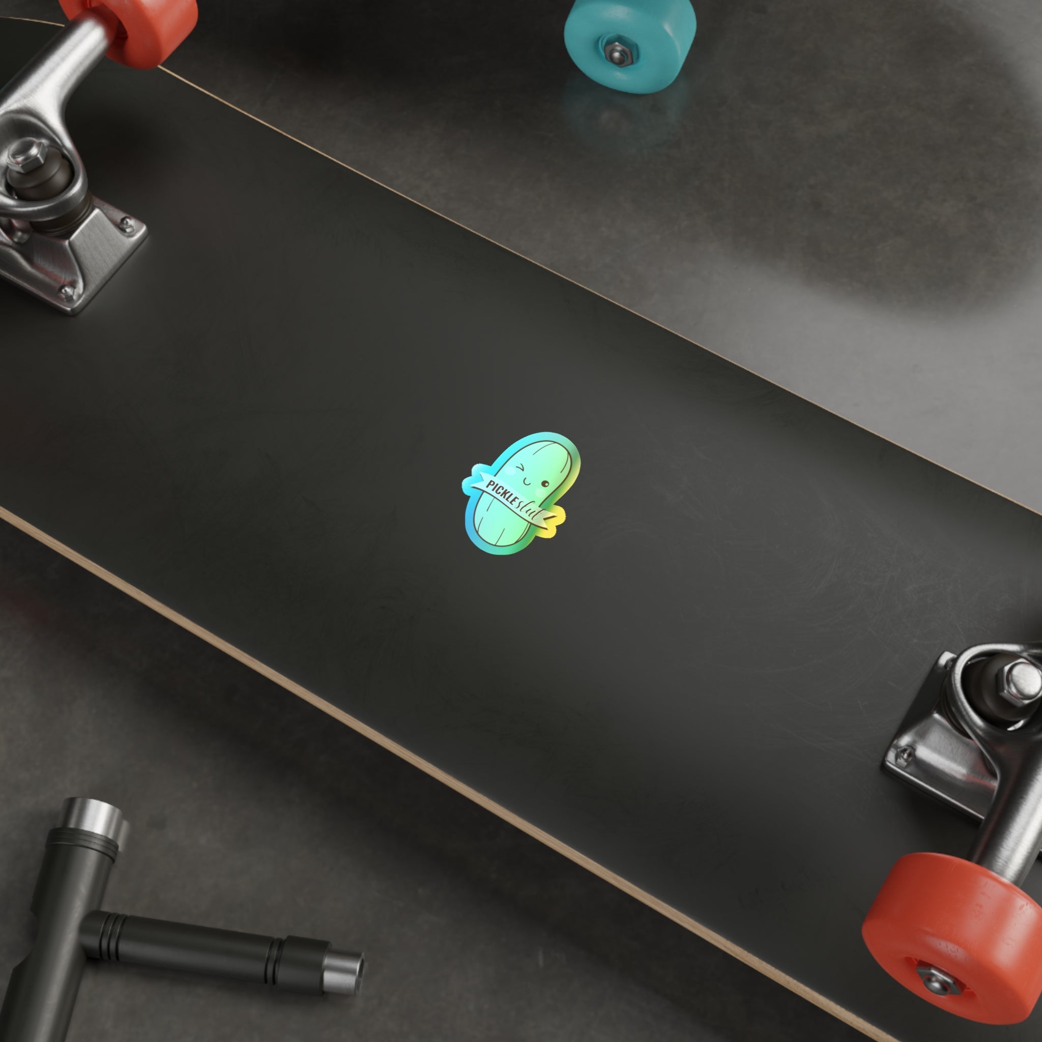 Cute Holographic Pickle Slut Die-Cut Stickers, Fun Stickers for Laptops, Water Bottles, Skateboards, Planner Decor, Gift Ideas
