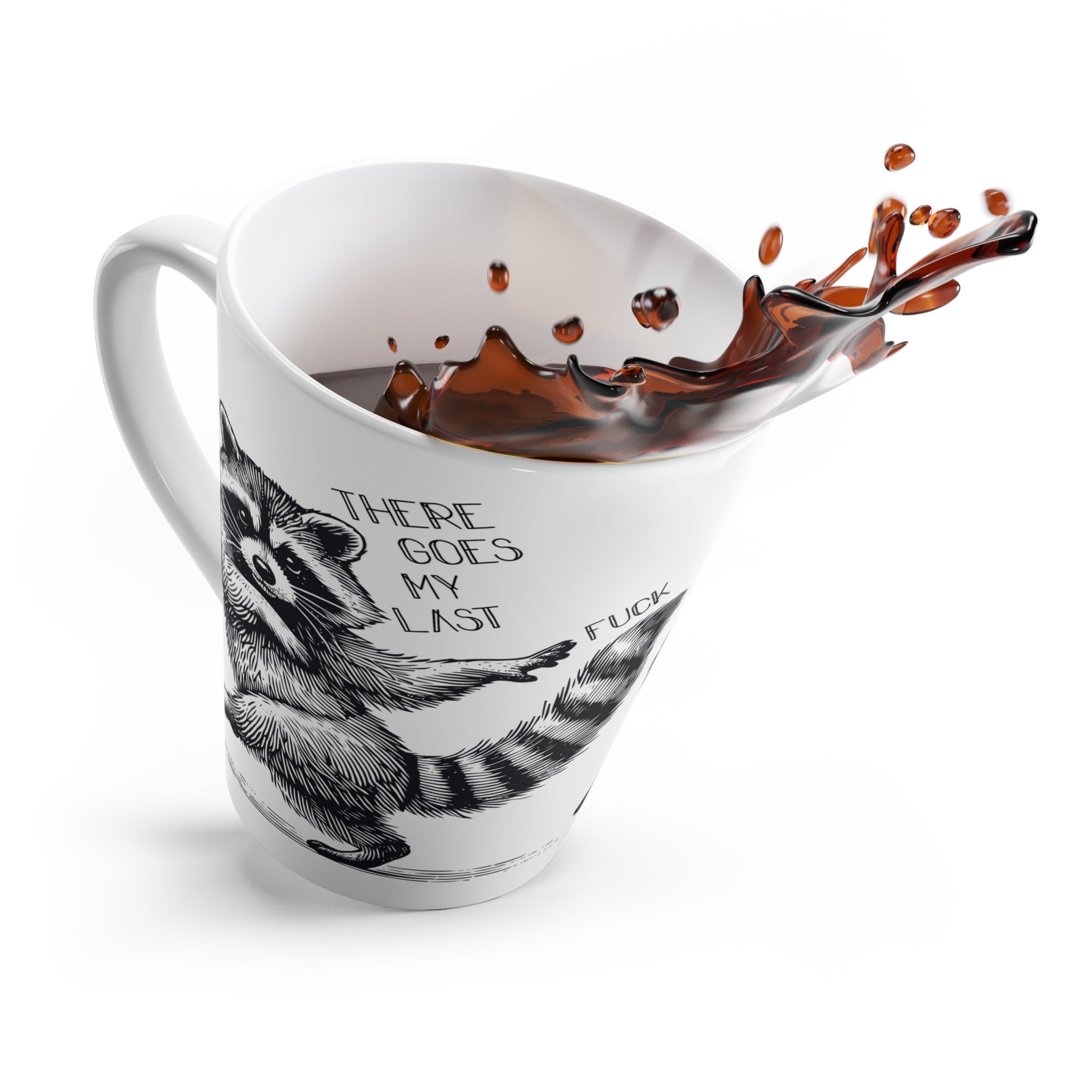 Funny Raccoon Latte Mug - Whimsical Gift for Sassy Animal Lovers, Coffee Addicts, Cute Kitchen Decor, Birthday, Holiday Presents
