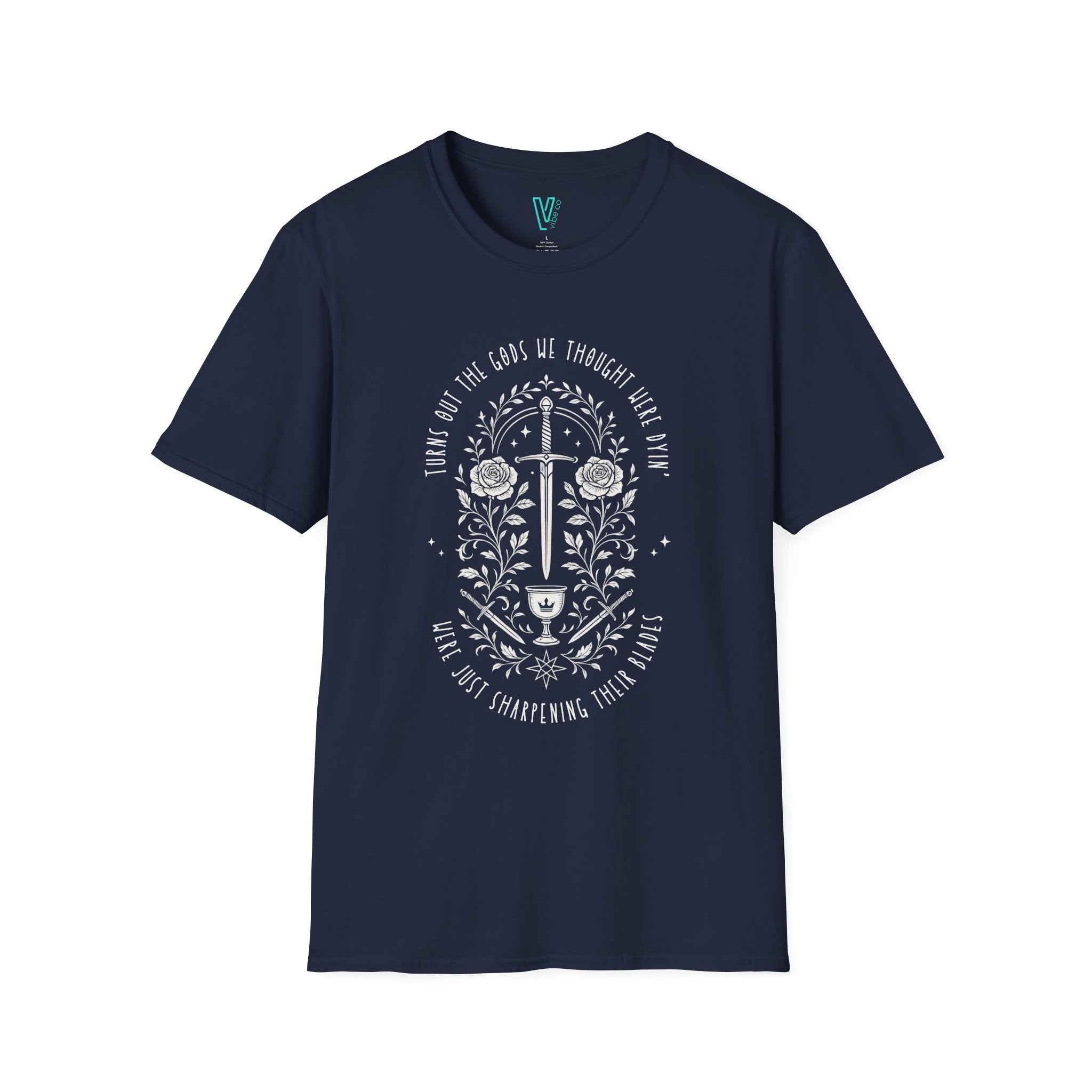“Sharpening Their Blades” Lyric Tee – Gothic Sword Floral Shirt