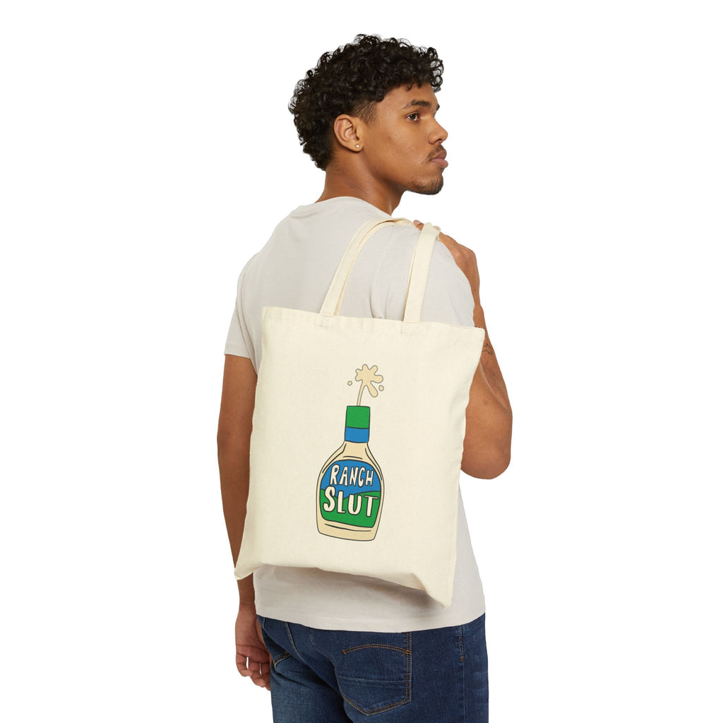 Funny Ranch Slut Cotton Tote Bag | Quirky Reusable Grocery Bag, Gift for Friends, Eco-Friendly Shopping Bag, Humorous Beach Bag
