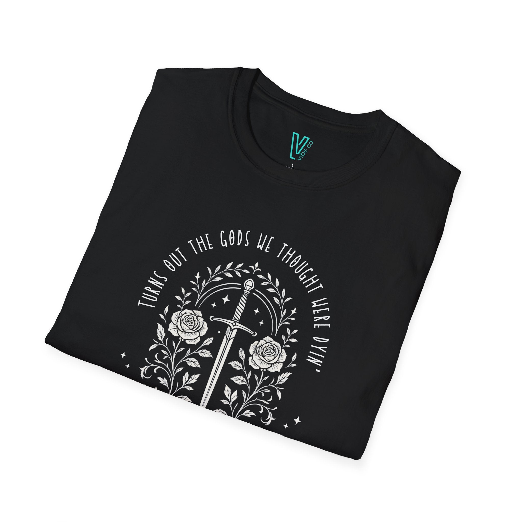 “Sharpening Their Blades” Lyric Tee – Gothic Sword Floral Shirt