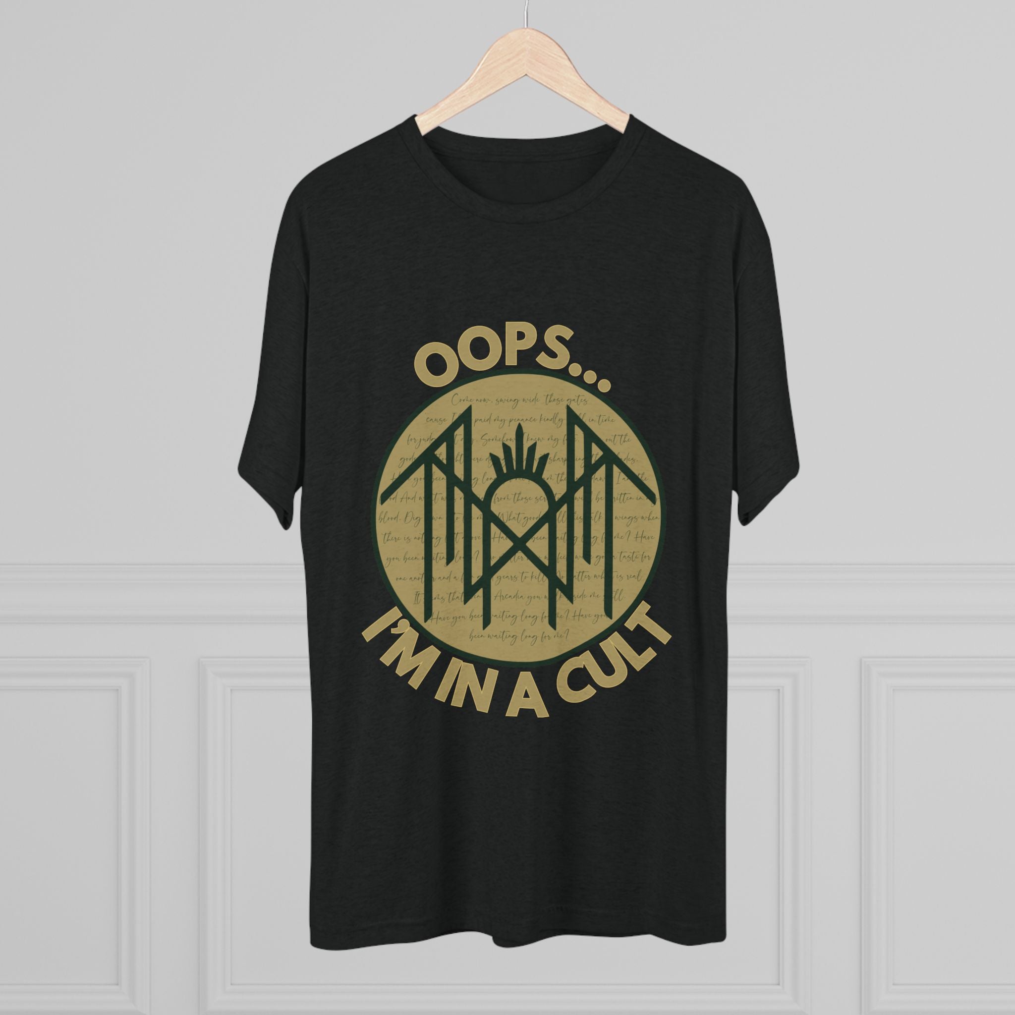 Unisex Crew Tee: Oops... I'm in a Cult - Funny Graphic T-Shirt, Casual Wear, Quirky Gift, Trendy Vintage Style, Soft Fabric Tee
