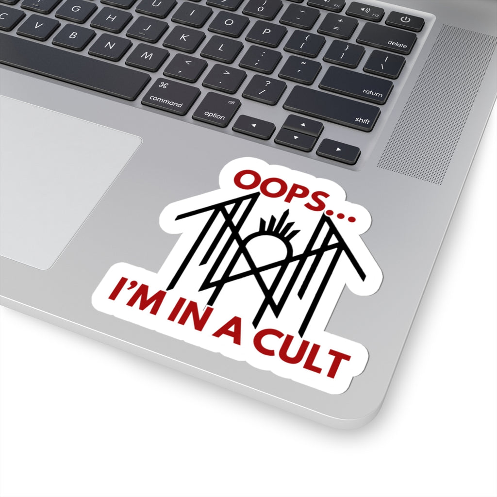 Oops… I’m in a Cult Sticker – Aesthetic Sarcastic Decal for Fandom Fans & Chaos Cuties