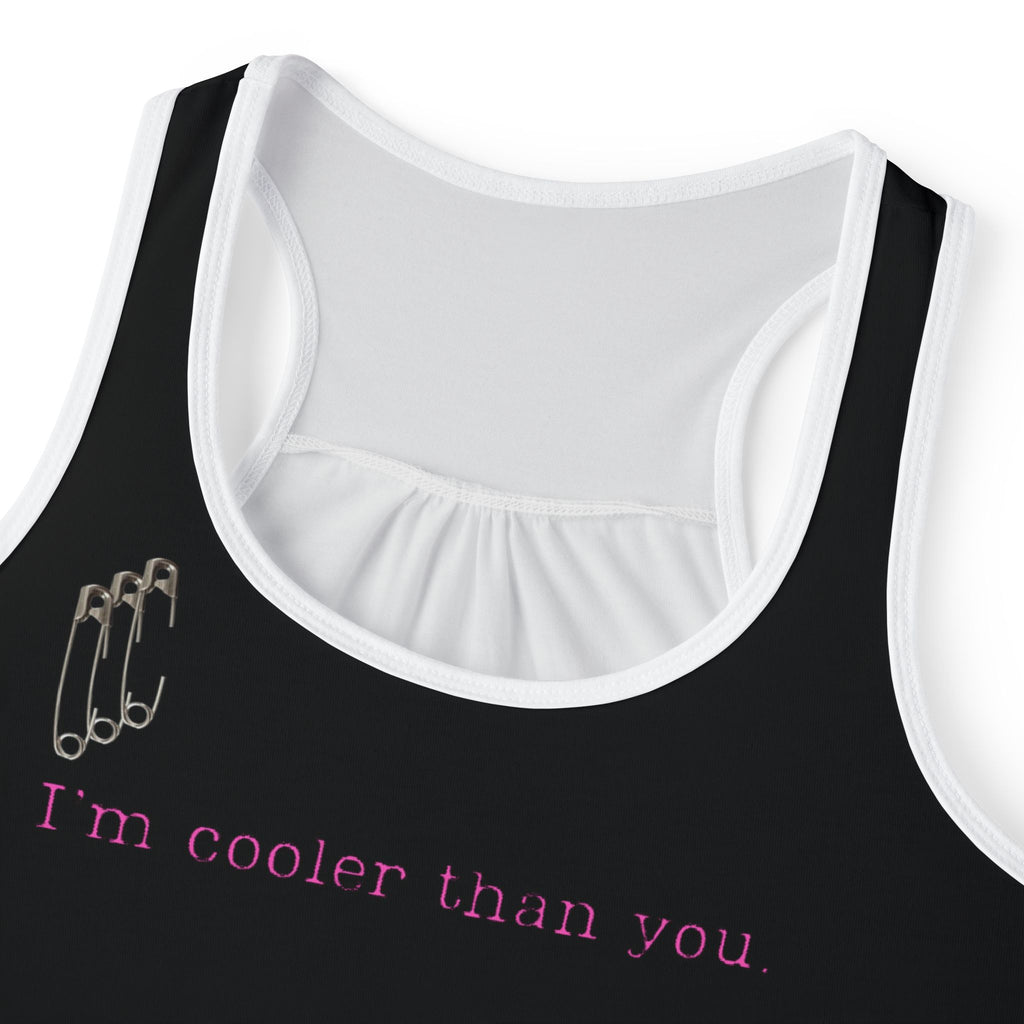 Studded Edge Women's Tank Top — 'I'm Cooler Than You' Black Racerback