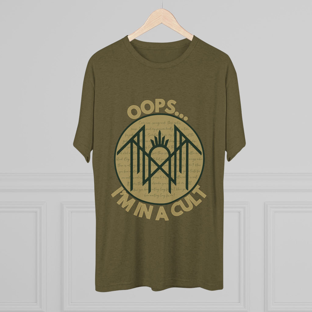 Unisex Crew Tee: Oops... I'm in a Cult - Funny Graphic T-Shirt, Casual Wear, Quirky Gift, Trendy Vintage Style, Soft Fabric Tee