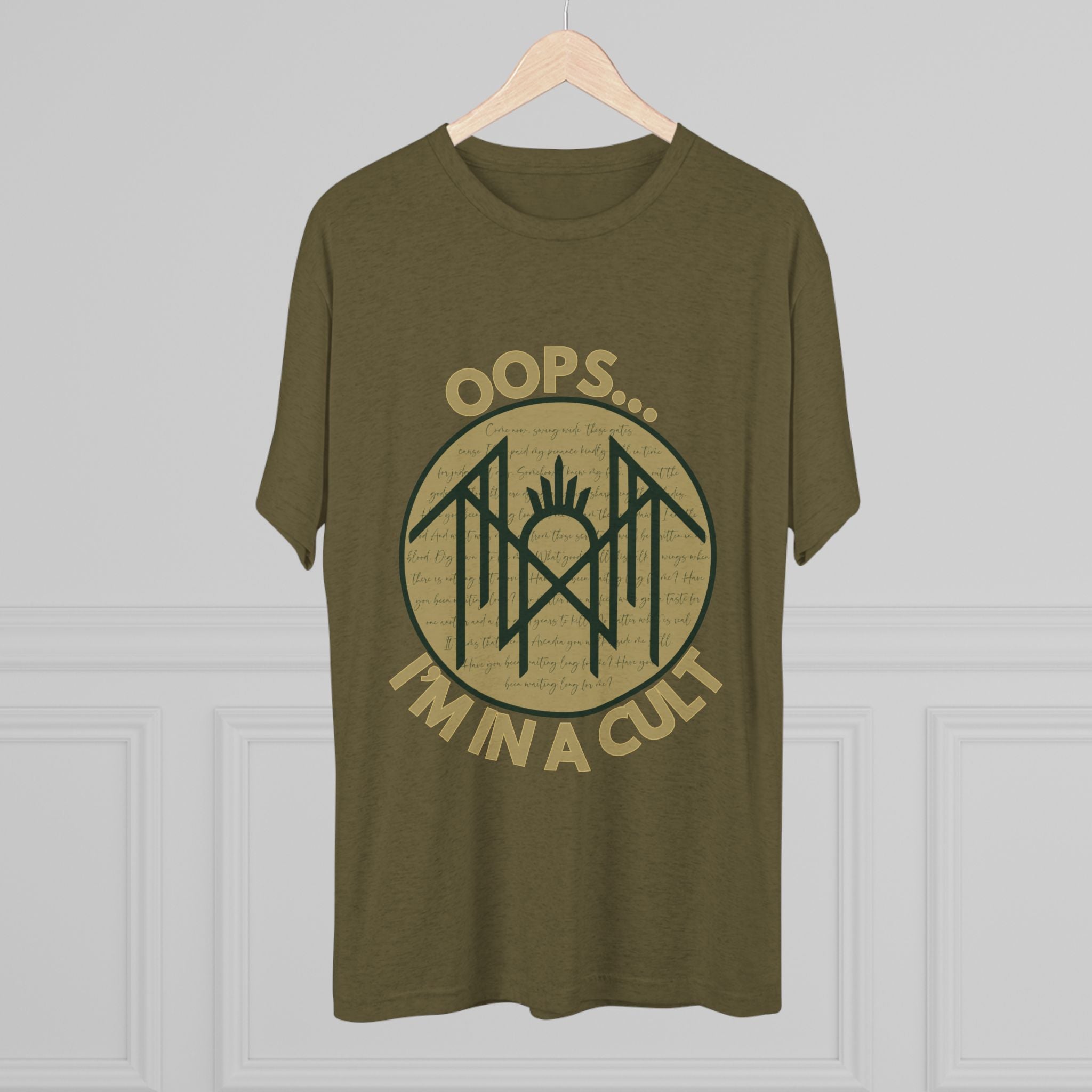 Unisex Crew Tee: Oops... I'm in a Cult - Funny Graphic T-Shirt, Casual Wear, Quirky Gift, Trendy Vintage Style, Soft Fabric Tee
