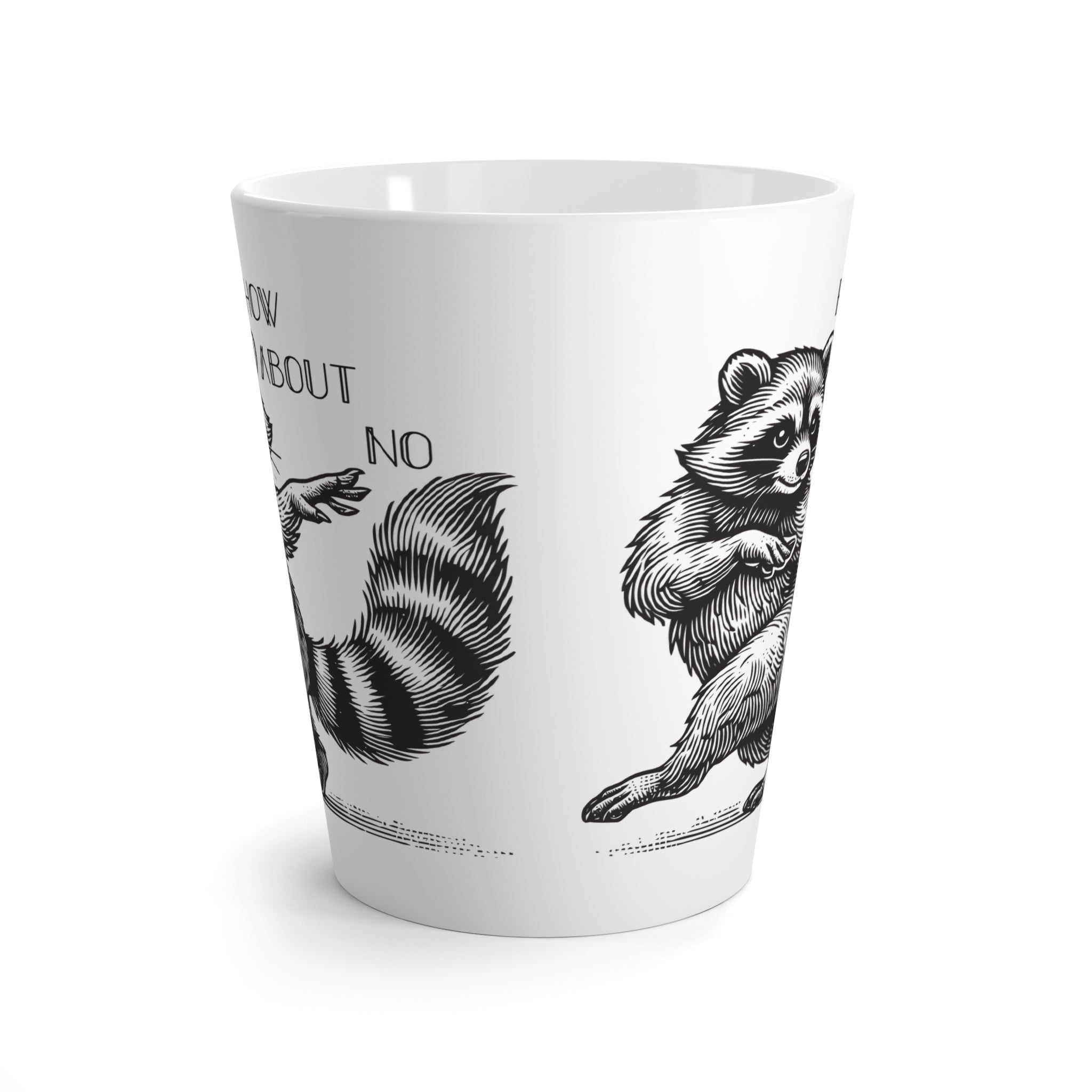 Whimsical Raccoon Latte Mug - Funny Gift for Sassy Animal Lovers, Coffee Mug, Cute Kitchen Decor, Nature Lover's Mug, Raccoon Lovers Gift