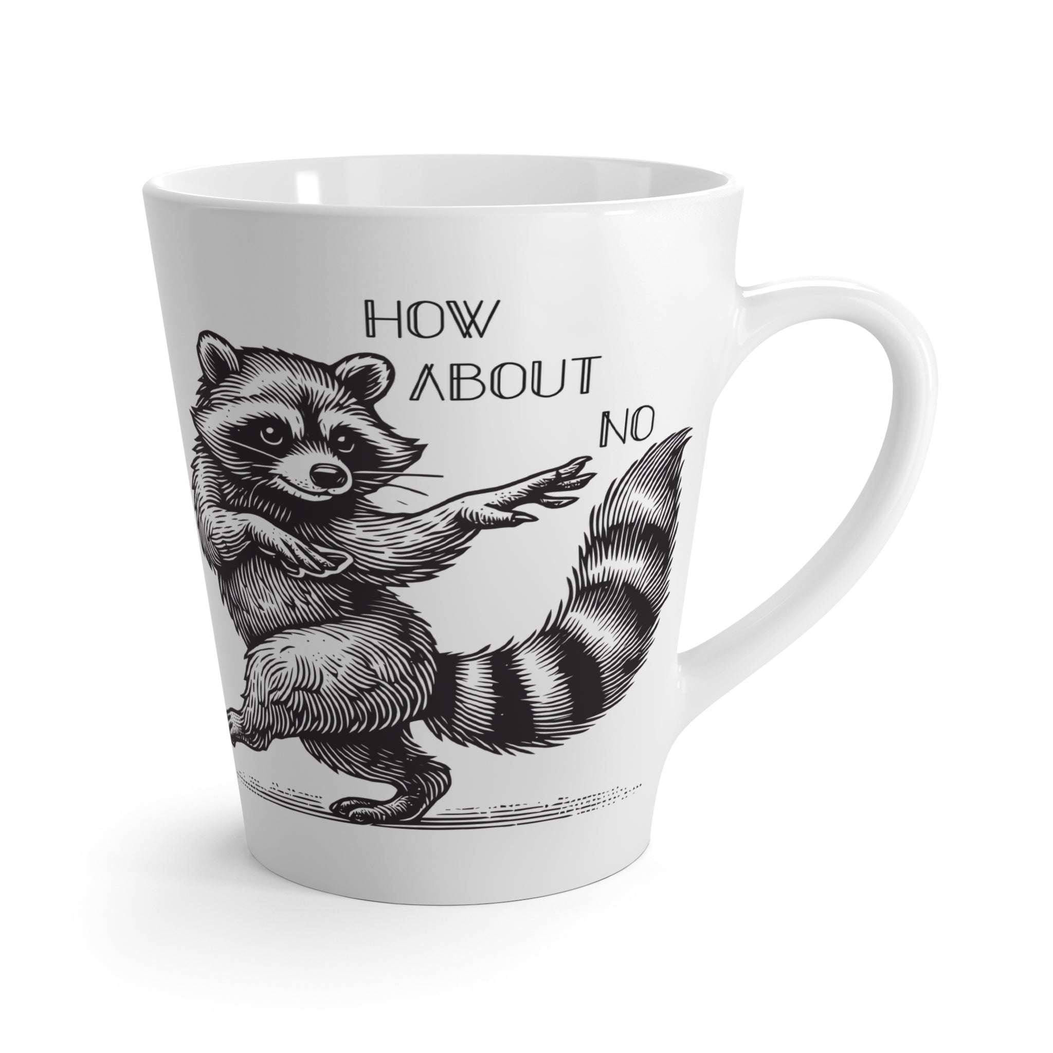 Whimsical Raccoon Latte Mug - Funny Gift for Sassy Animal Lovers, Coffee Mug, Cute Kitchen Decor, Nature Lover's Mug, Raccoon Lovers Gift