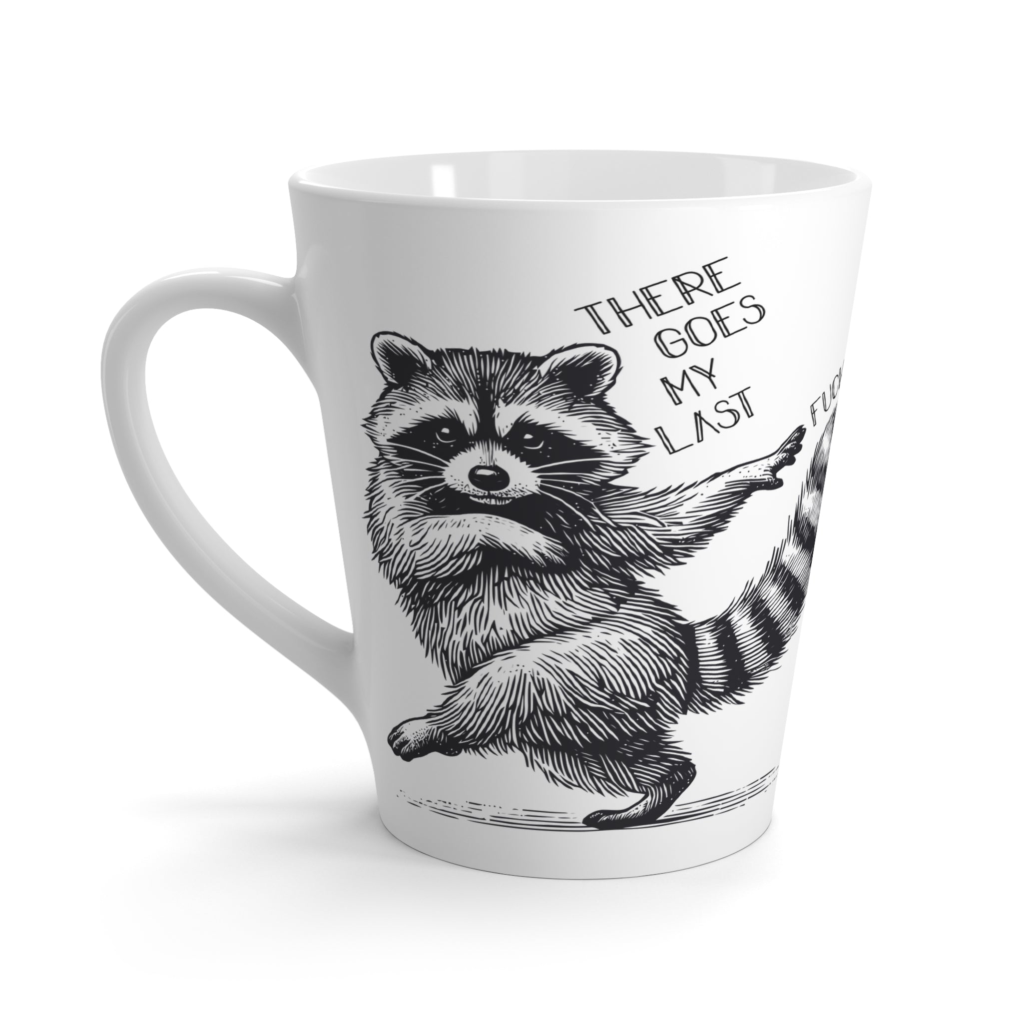 Funny Raccoon Latte Mug - Whimsical Gift for Sassy Animal Lovers, Coffee Addicts, Cute Kitchen Decor, Birthday, Holiday Presents