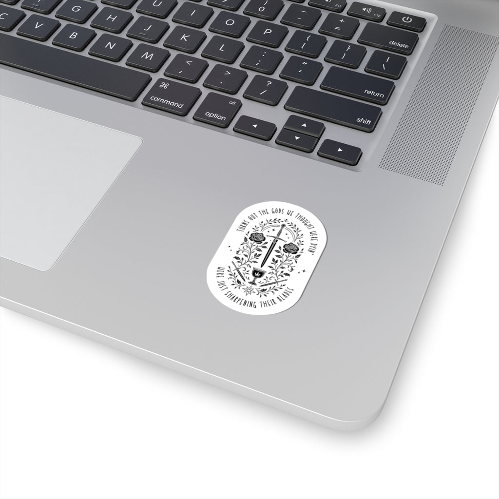Sharpening Their Blades Sticker – Gothic Mythic Sword & Rose Design