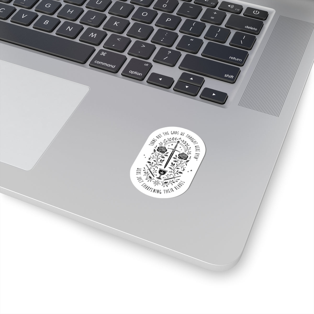 Sharpening Their Blades Sticker – Gothic Mythic Sword & Rose Design