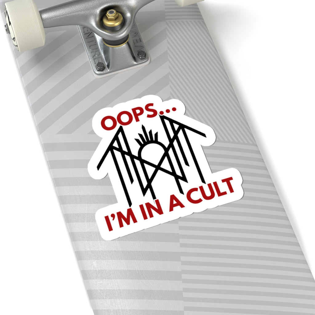 Oops… I’m in a Cult Sticker – Aesthetic Sarcastic Decal for Fandom Fans & Chaos Cuties