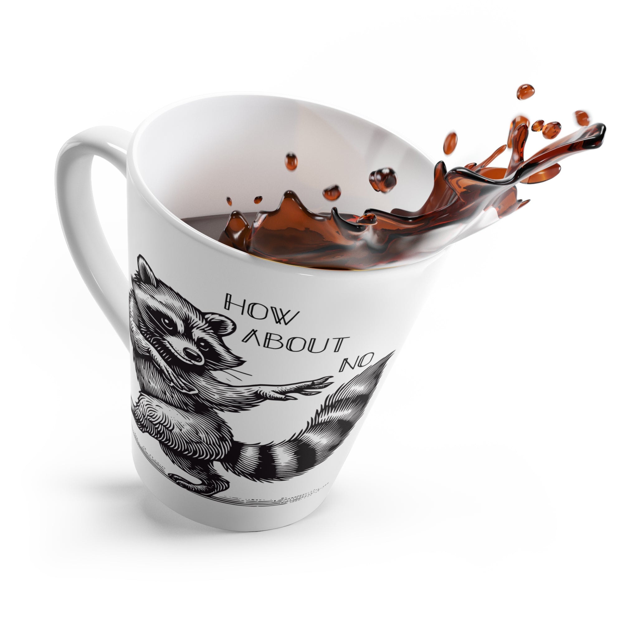 Whimsical Raccoon Latte Mug - Funny Gift for Sassy Animal Lovers, Coffee Mug, Cute Kitchen Decor, Nature Lover's Mug, Raccoon Lovers Gift