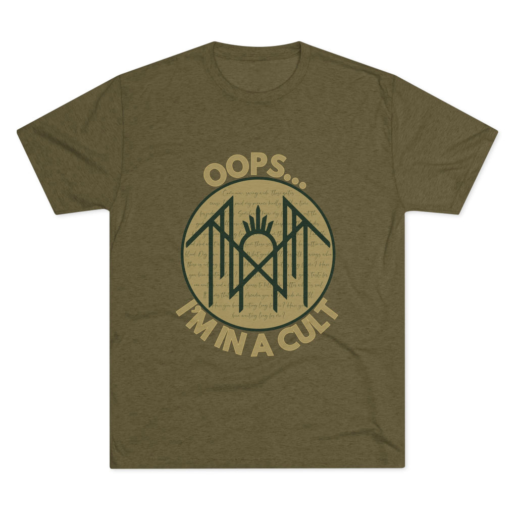 Unisex Crew Tee: Oops... I'm in a Cult - Funny Graphic T-Shirt, Casual Wear, Quirky Gift, Trendy Vintage Style, Soft Fabric Tee
