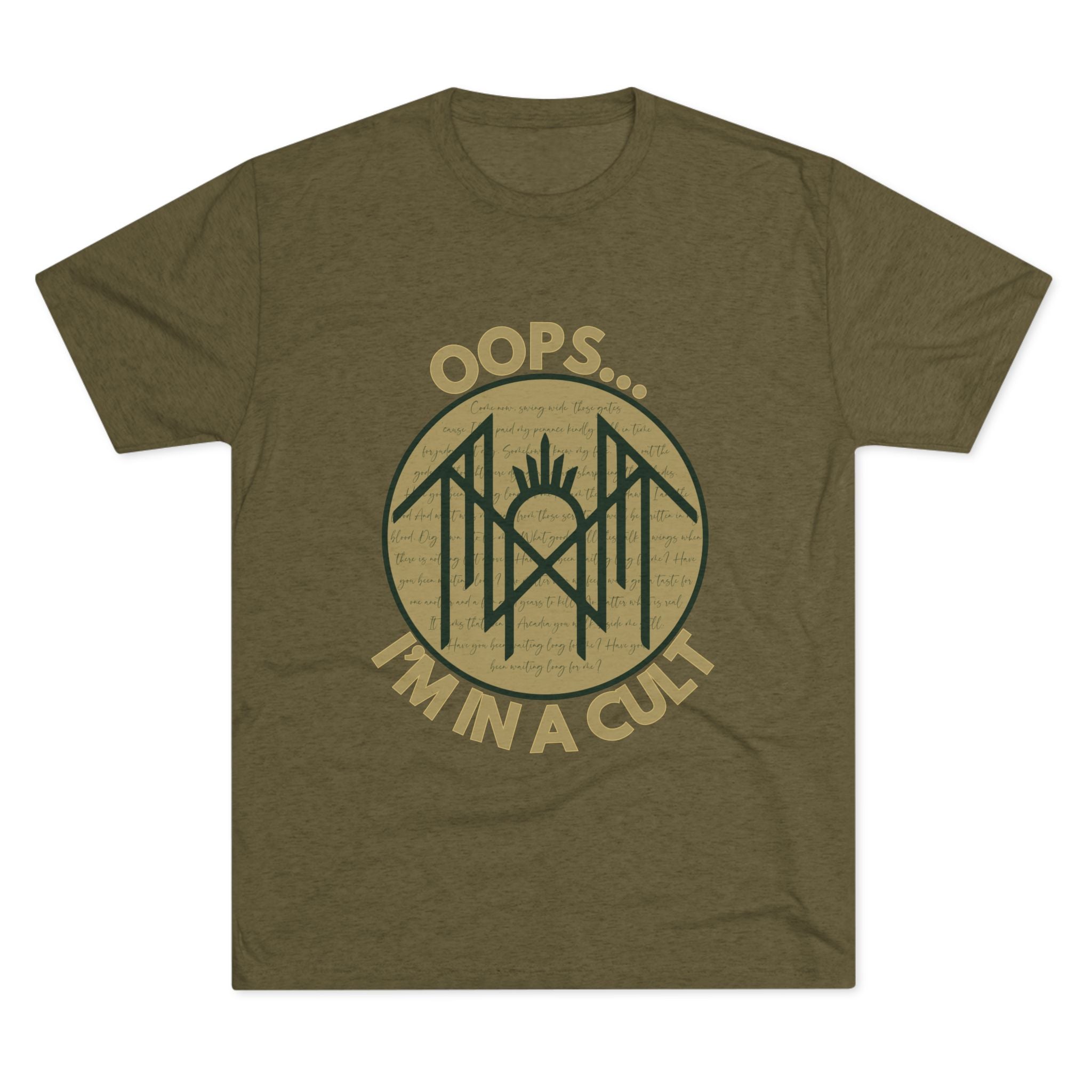 Unisex Crew Tee: Oops... I'm in a Cult - Funny Graphic T-Shirt, Casual Wear, Quirky Gift, Trendy Vintage Style, Soft Fabric Tee