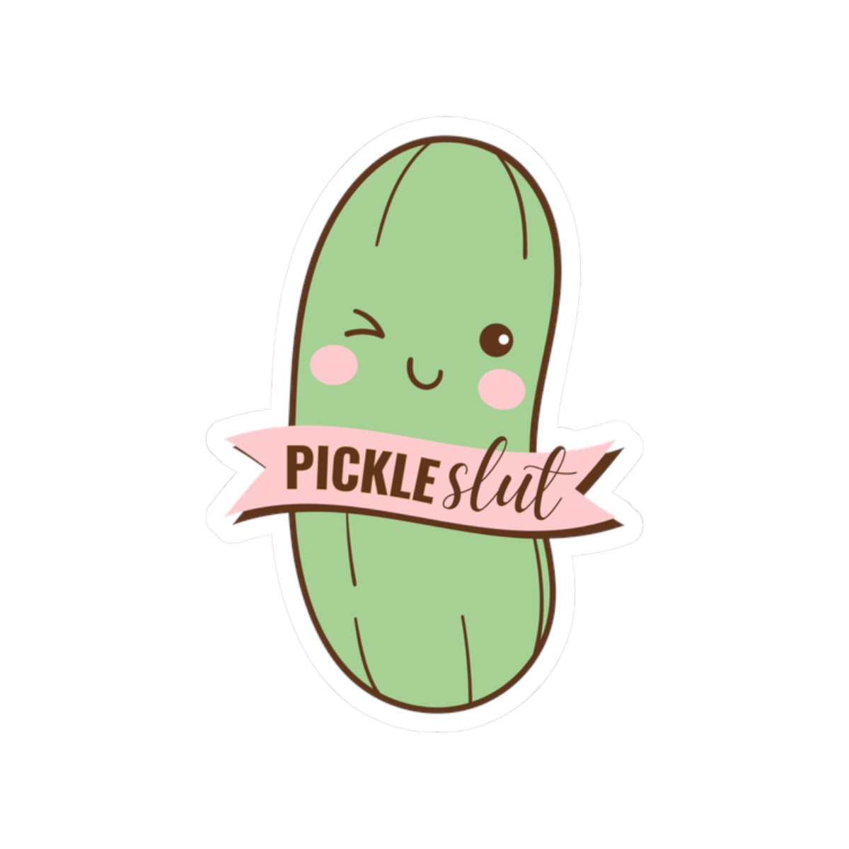 Cute Pickle Slut Kiss-Cut Stickers, Fun Laptop Decals, Kawaii Cucumber Stickers, Unique Gifts for Veggie Lovers, Playful Accessories