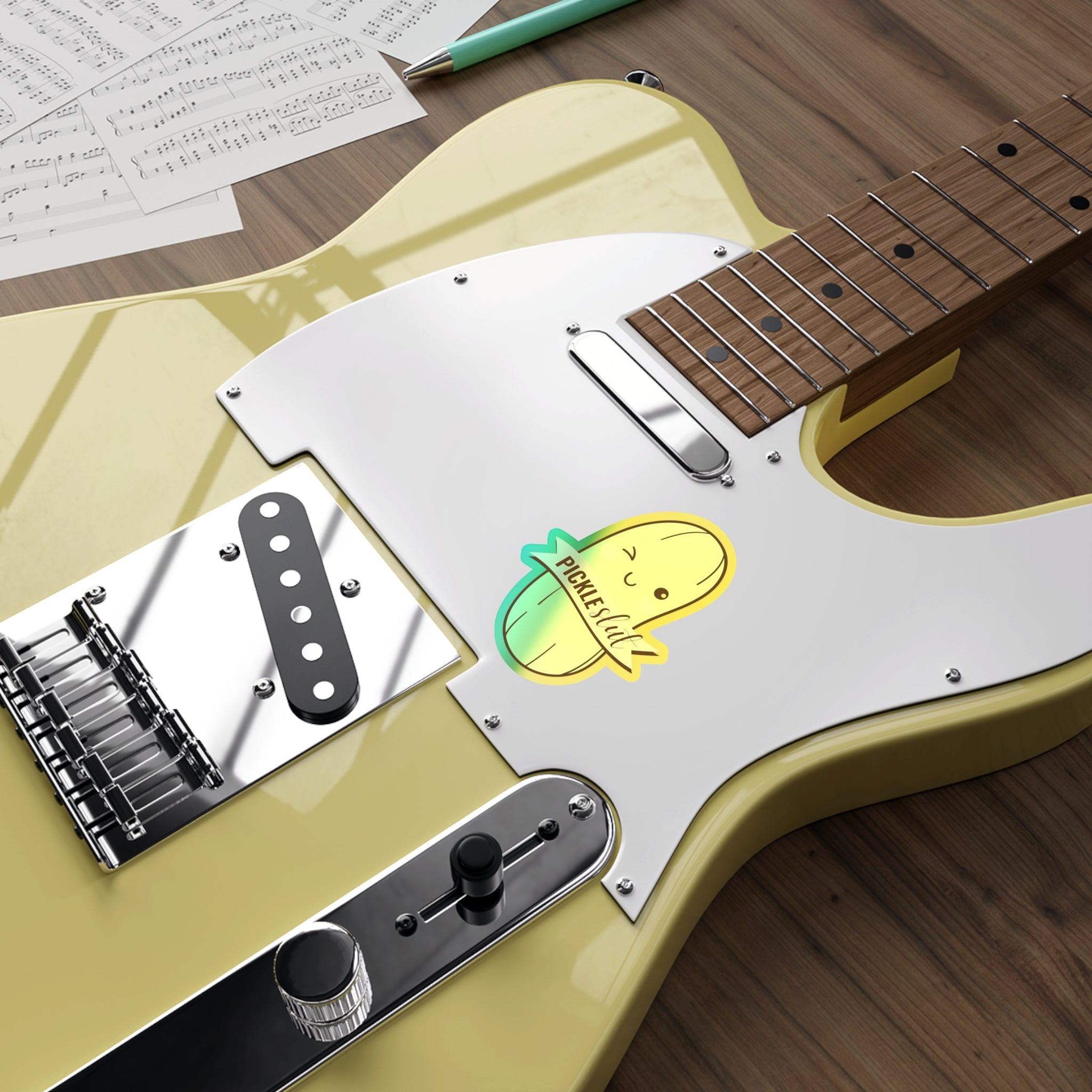 Cute Holographic Pickle Slut Die-Cut Stickers, Fun Stickers for Laptops, Water Bottles, Skateboards, Planner Decor, Gift Ideas