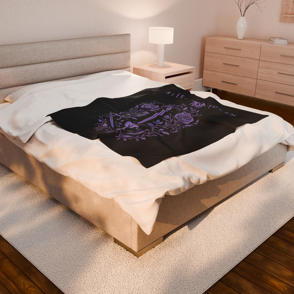 Sleep T Plush Blanket | Cozy Home Decor, Fan Gift, Soft Throw for Autumn Nights, Halloween Decor, Unique Present