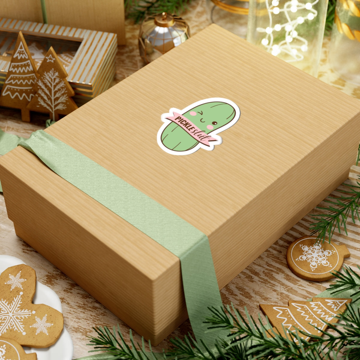 Cute Pickle Slut Kiss-Cut Stickers, Fun Laptop Decals, Kawaii Cucumber Stickers, Unique Gifts for Veggie Lovers, Playful Accessories