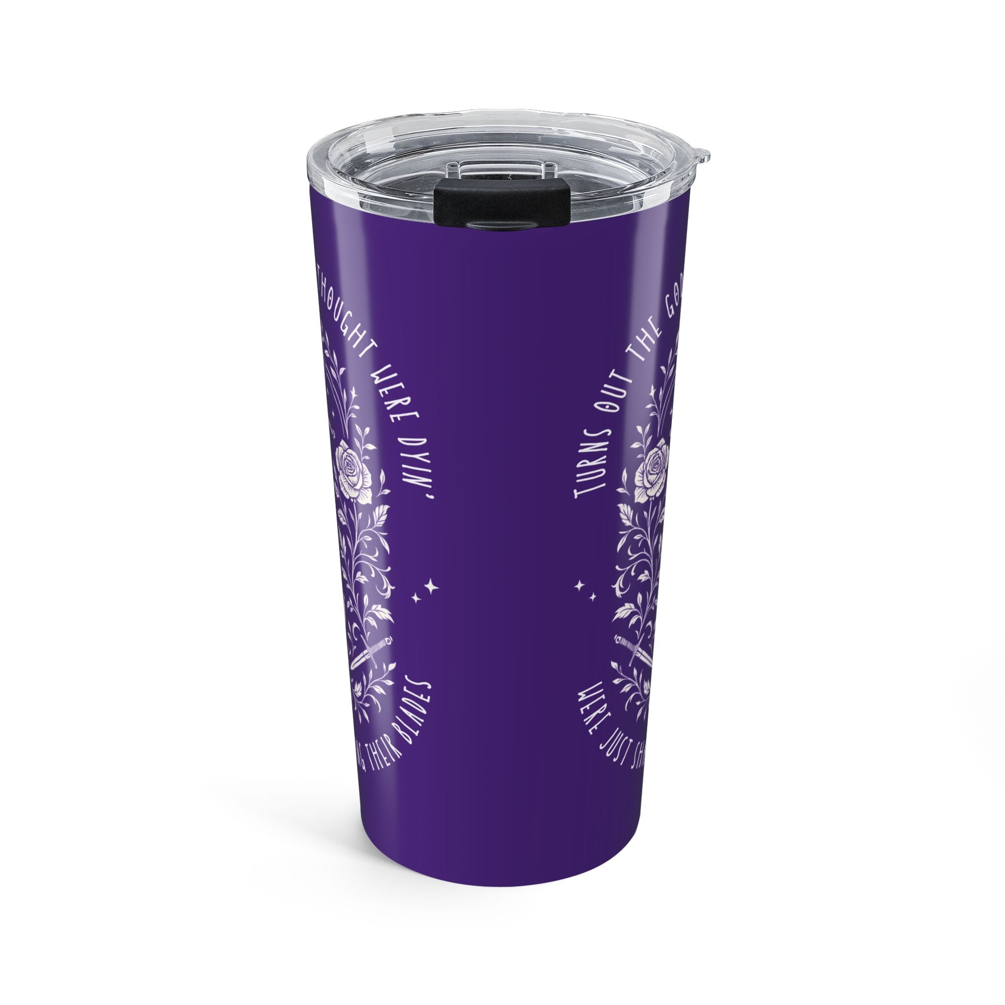 “Sharpening Their Blades” | Gothic Sword Floral Tumbler 20oz