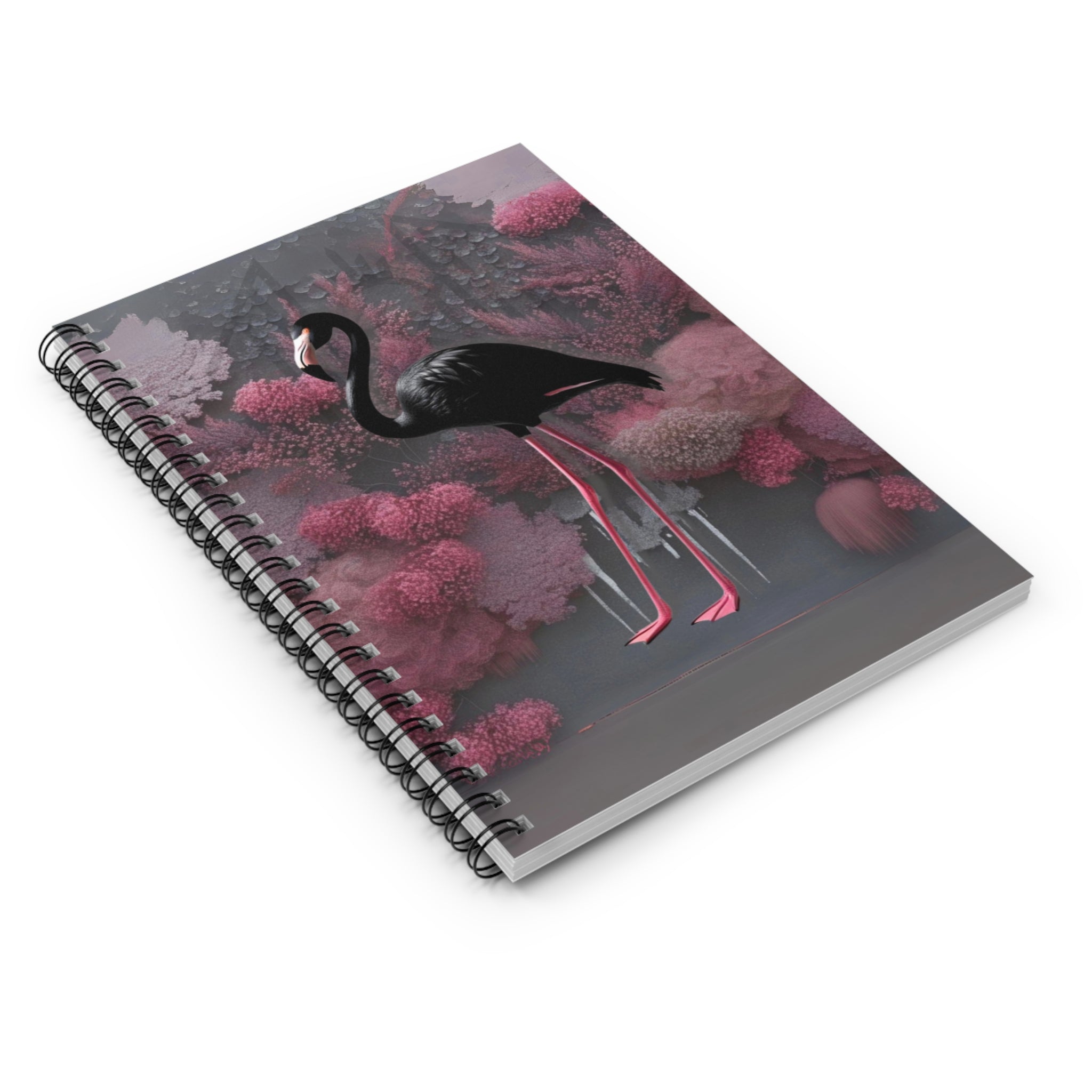 Dark Flamingo Spiral Notebook - Ruled Line