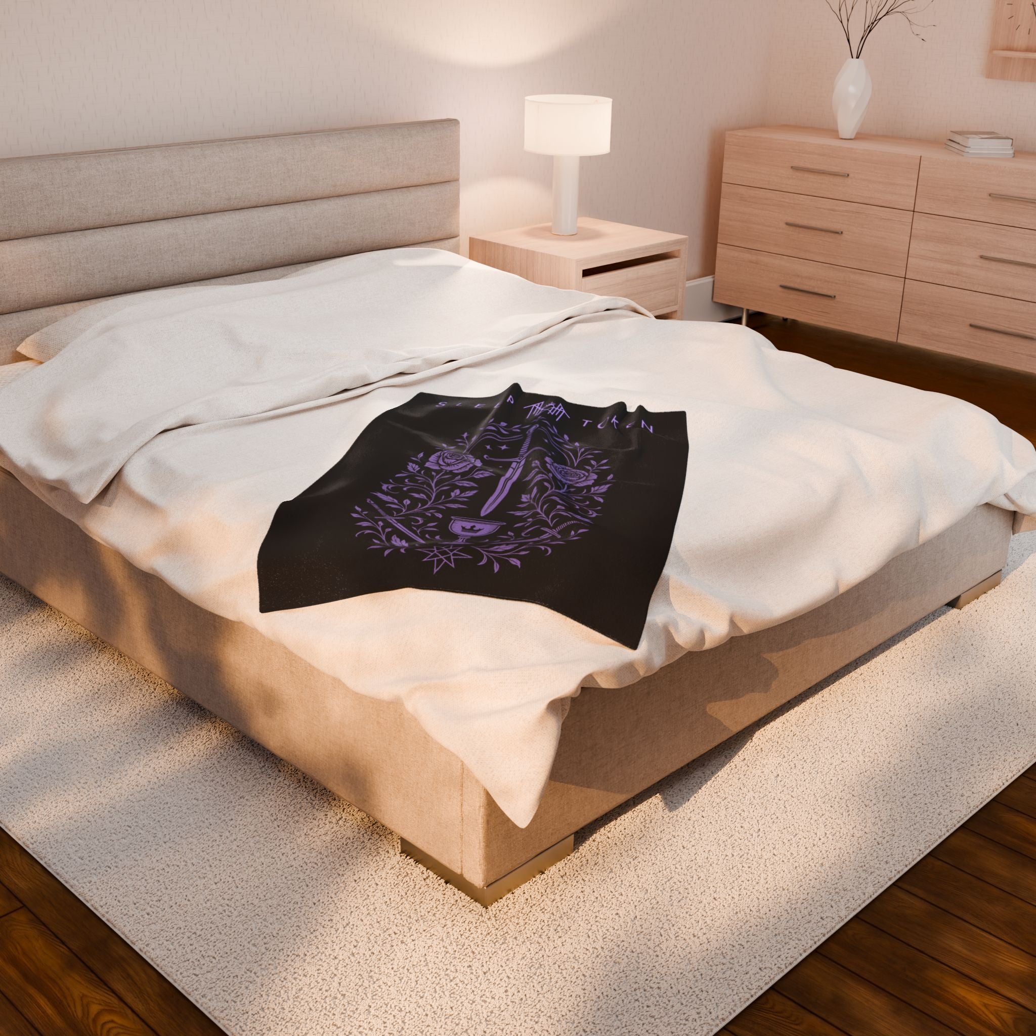 Sleep T Plush Blanket | Cozy Home Decor, Fan Gift, Soft Throw for Autumn Nights, Halloween Decor, Unique Present
